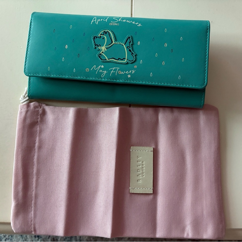 Radley London Teal Wallet - "April Showers May Flowers"